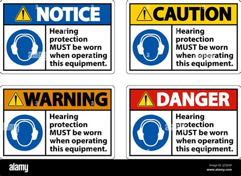 Hearing Protection Must Be Worn Sign Stock Vector Image And Art Alamy