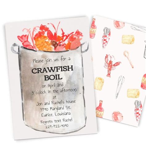 Crawfish Boil Invitations Crawfish Engagement Party Crawfish Boil