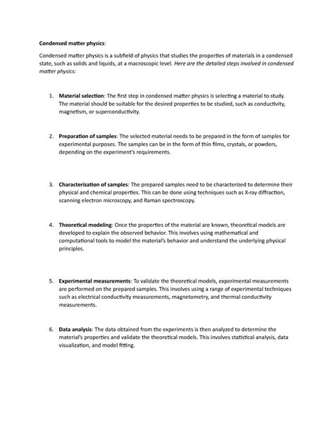 Condensed Matter Physics Condensed Matter Physics Condensed Matter