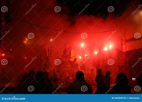 Silhouette of a Stage in Front of Concert Crowd Stock Image - Image of ...