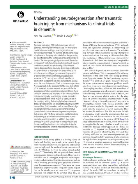 Understanding Neurodegeneration After Traumatic Brain Injury From