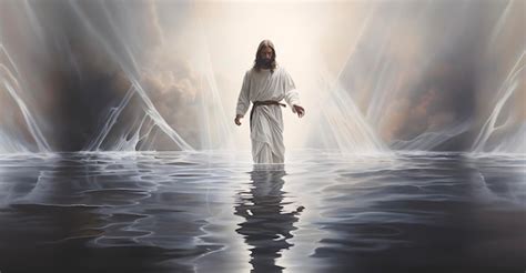 Premium Photo Front View Of Jesus Christ Walking On Water