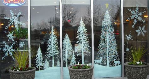 Snow Trees and Christmas tree by Window-Painting on DeviantArt