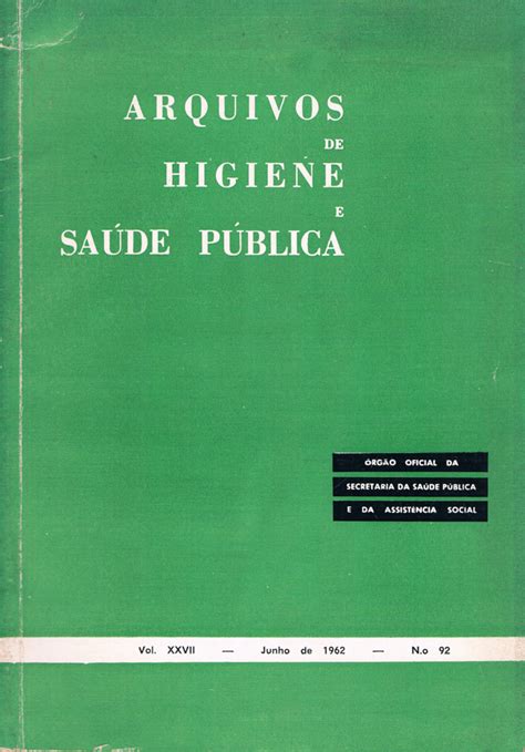 Arquivos De Higiene E Sa De P Blica N Iph Instituto De