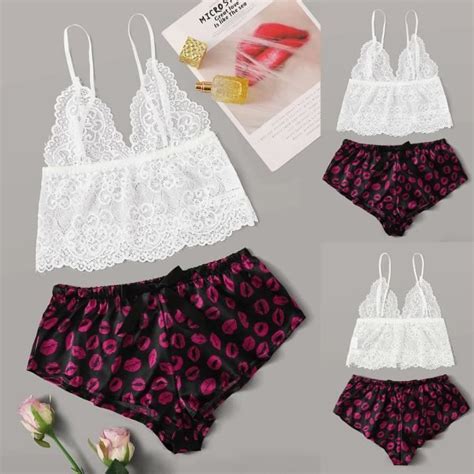 Ensemble De Brassiere Et Shorty Pour Femme Nouveau Sexy Print Soie