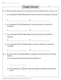 Simple Interest Worksheets