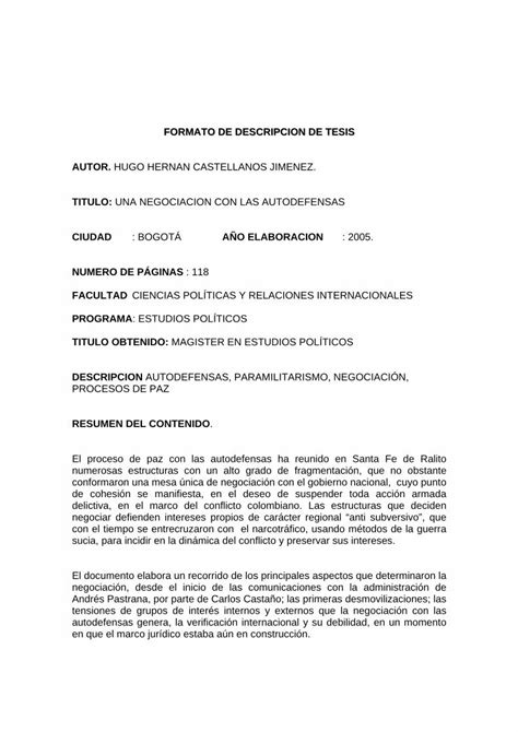 PDF Formato De Descripcion De Tesis Autor Hugo Hernan Castellanos