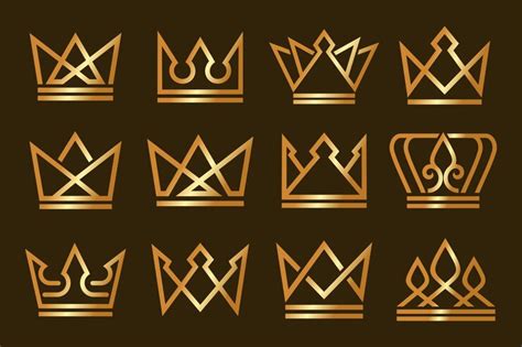 Premium Vector Set Of Linear Crown Icons Royal Luxury Symbol King