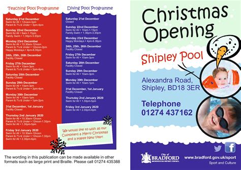 Shipley Pool Christmas Opening Bradford Swimming