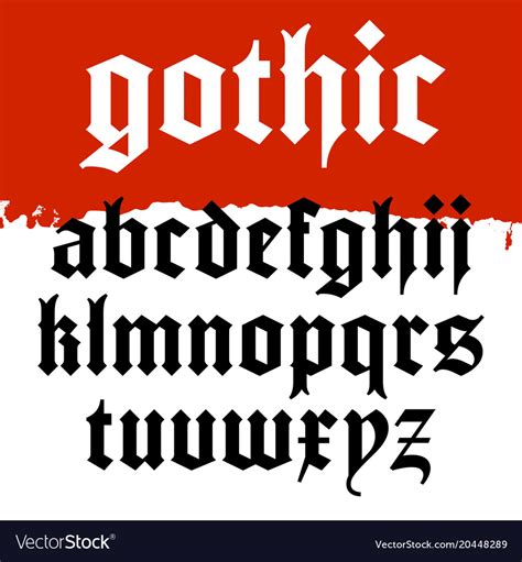 Gothic font 001 Royalty Free Vector Image - VectorStock