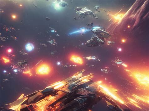 KREA Spaceships In An Epic Space Battle Deep In Outer Space Colorful