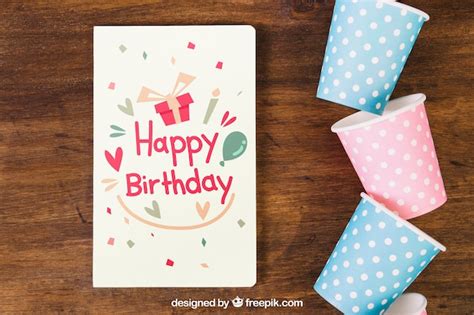 Free PSD | Card mockup with birthday design