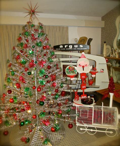 Vintage Christmas Decorations With Pom Pom Tree And Train Birdcage