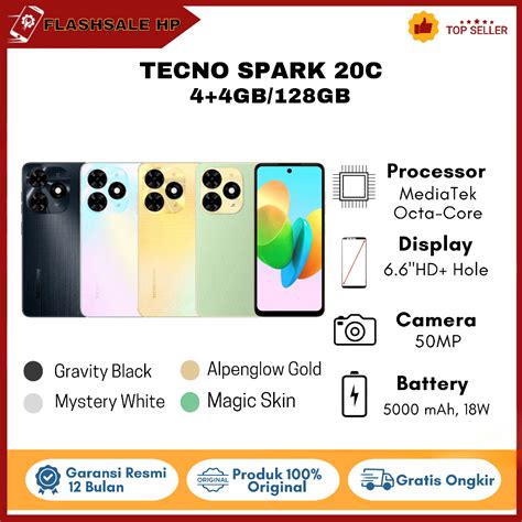 Jual Tecno Spark 20c Ram 4GB 128GB 8 128GB GARANSI RESMI TECNO