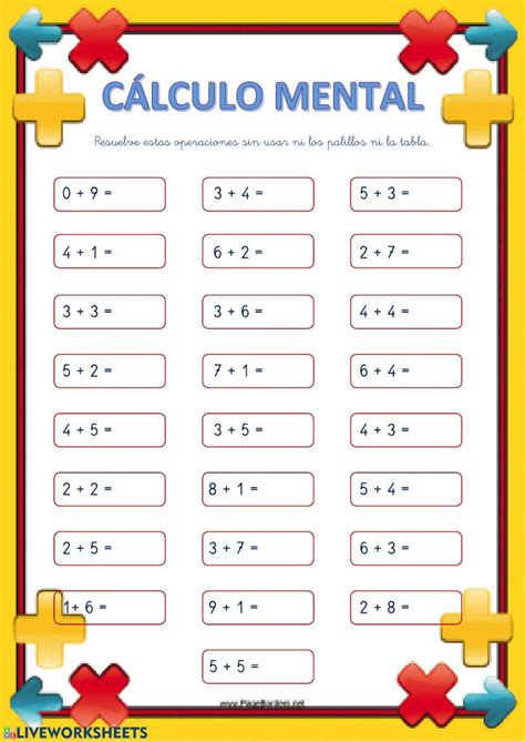 Ficha online de Cálculo mental para Primero de Primaria Puedes hacer