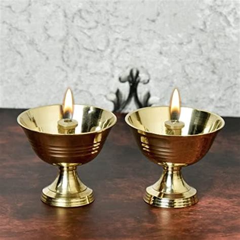 Buy Bhimonee Decor Pure Brass Salaidar Nanda Pyali Table Diya 1 75 Inches Brass Pack Of 2