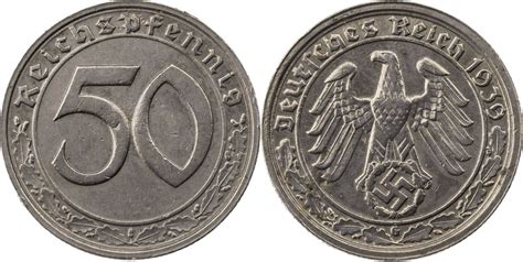 Deutschland Drittes Reich 50 Reichspfennig 1939 G Kursmünze ss MA Shops