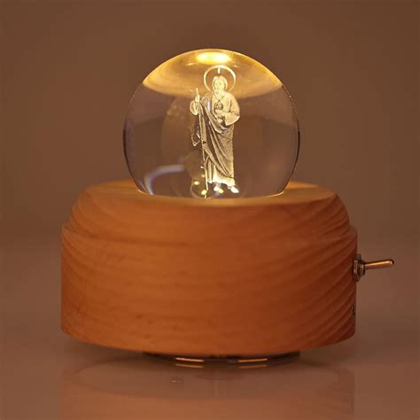 Amazon D Rechargeable Saint Jude Crystal Ball Music Box With Led