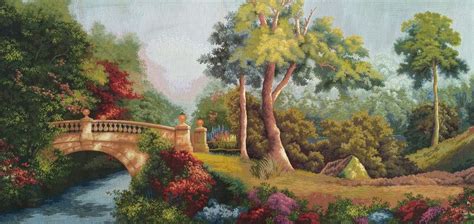 Bridge In A Secret Garden Tapestry Wall Hanging Peaceful Retreat H