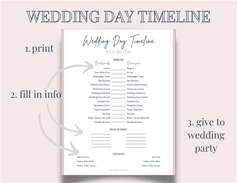 Wedding Day Timeline Template Printable Wedding Day Timeline Wedding