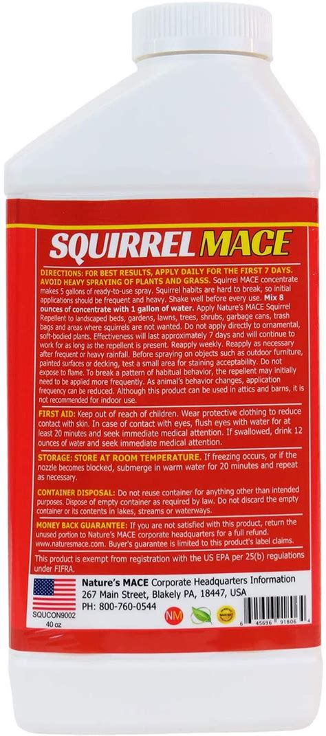 Nature S Mace Squirrel Repellent Concentrate Covers 28 000 Sq Ft 40oz Esbenshades