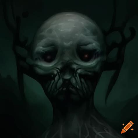 Horror Artwork Of A Lovecraftian Creature In A Dark Forest On Craiyon