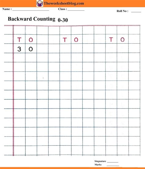 Backward Counting Worksheet 10 1 Updaily