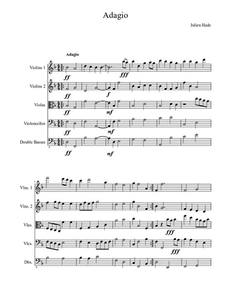 Adagio Sheet Music For Strings Group Mixed Quintet Download And Print In Pdf Or Midi Free