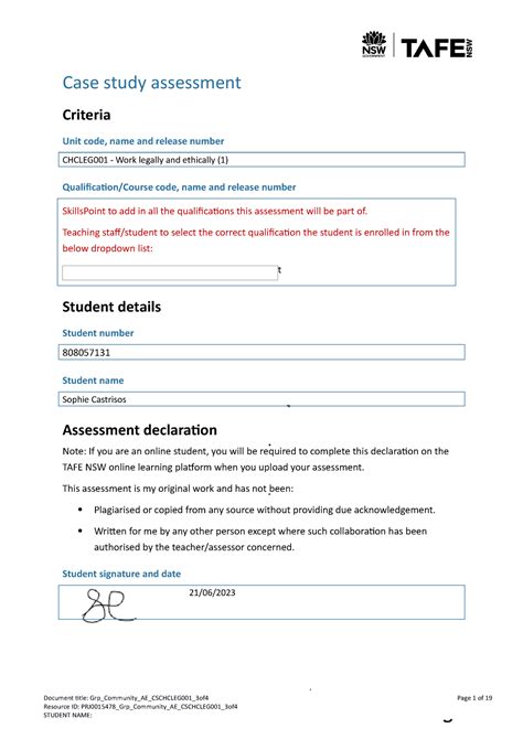 Unit 1 Case Study Case Study Assessment Criteria Unit Code Name