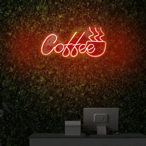 Placa Neon Led Luminoso Personalizado Café coffee E Xícara