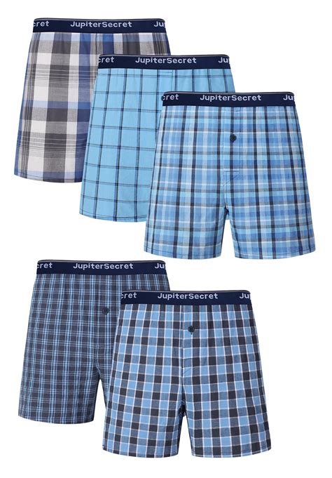 5pcs Men S Classic Plaid Boxer Shorts Woven Cotton Ccomfortable