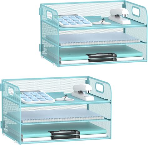 Amazon SUPEASY 2 Pack 3 Tier Paper Organizer With Handle Mesh