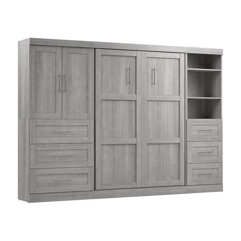 Bestar Pur 120 Engineered Wood Full Murphy Bed With Storage In