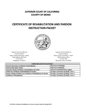 Fillable Online Monocounty Ca Certificate Of Rehabilitation And Pardon