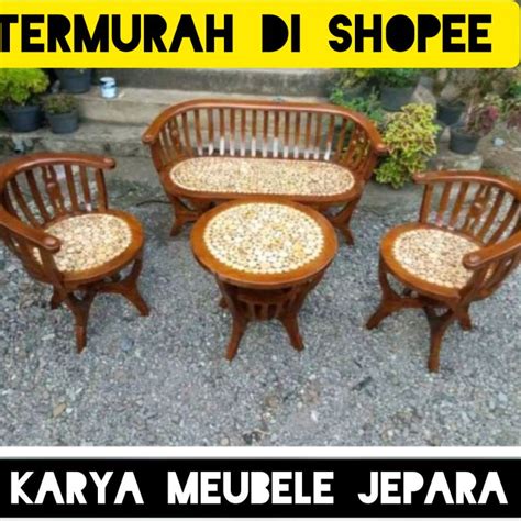 Jual Kursi Set Teras Betawi Mangkok Jati Natural Bisa Request Termurah