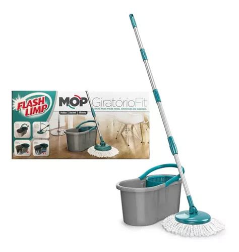 Mop Flash Limp Mop Girat Rio Fit Balde Centr Fuga Cinza E Verde