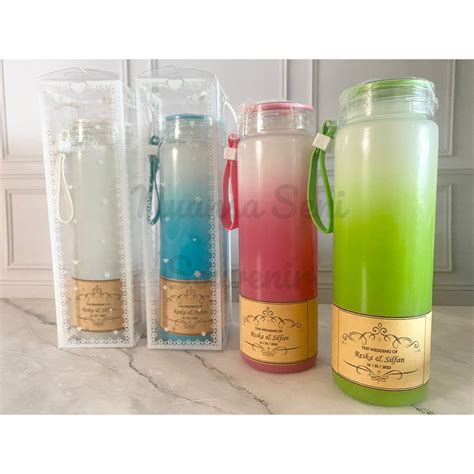 Jual Souvenir Botol Kaca Rainbow Botol Slim Warna Tutup Karet Botol