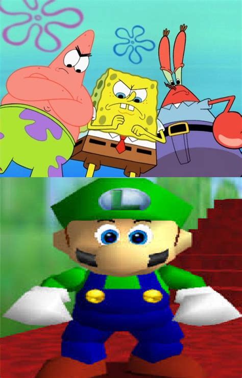Spongebob Patrick And Mr Krabs Vs Lm64 Luigi By Karlosalves2010 On