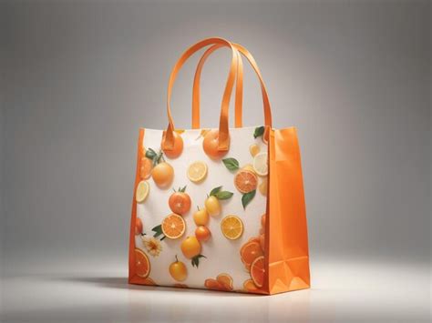 Premium Ai Image Bold Orange Shopping Bag Large Conceptual Statement