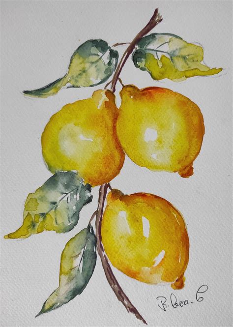 Original Watercolor Lemons Citrus Wall Art Etsy Canada In 2024 Watercolor Flower Art