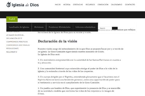 Iglesia de Dios EC Actualiza sus Paginas en Español Vision Ahora