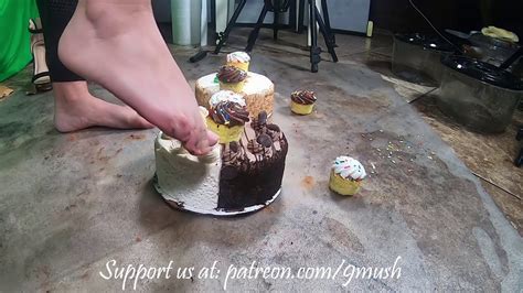 Cake Crush Bare Feet 2 Cakes Left Side Camera Youtube