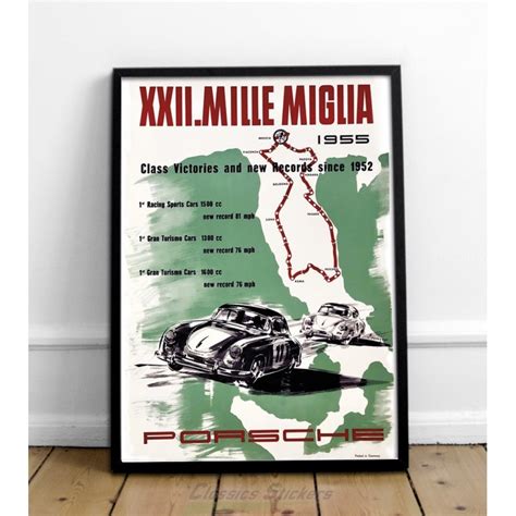 Reproduction Of The Vintage Porsche Mille Miglia Poster