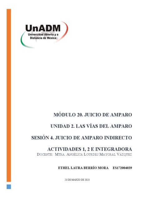 Módulo 20 Juicio De Amparo Unidad 2 Las Vías Del Amparo Sesión 4 Juicio De Amparo Indirecto