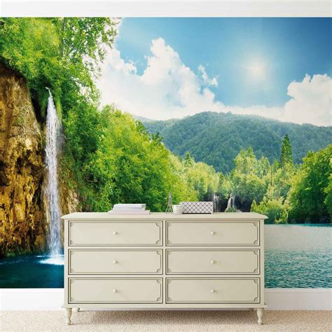 Waterfall Lake Wall Paper Mural Buy At Europosters