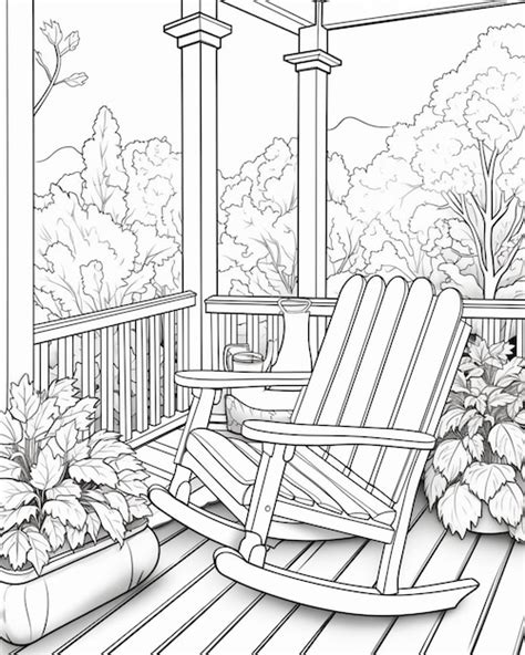 Premium AI Image A Black And White Drawing Of A Rocking Chair On A