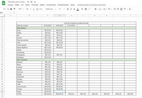 Lista De Compras Supermercado Excel