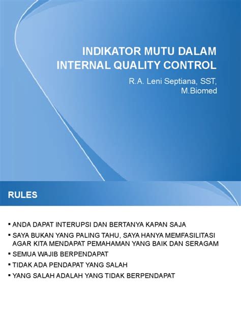 Indikator Mutu Dalam Internal Quality Control 1 Pdf