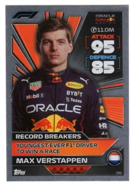 Topps Turbo Attax Tcg F Max Verstappen Red Bull Record