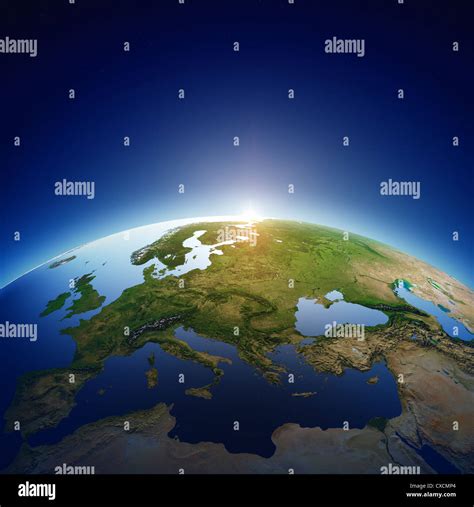 Planet Earth With Sun Rising Over European Countries Elements Of This